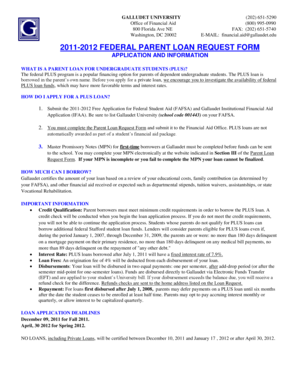 2011-2012 Federal Parent PLUS Loan Request Form