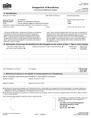 Civil Service Designation of Beneficiary Form