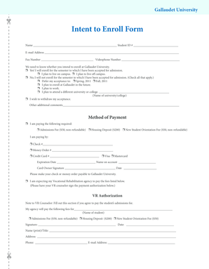Gallaudet University Intent to Enroll Form