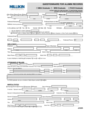 Alumni Records Questionnaire