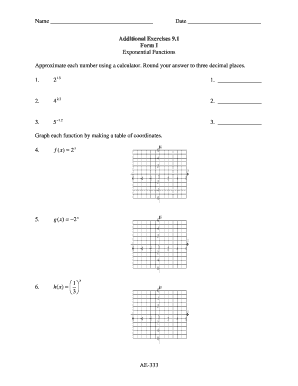 Exponential Functions Worksheet
