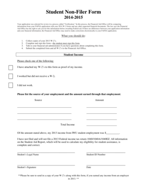 Student Non-Filer Form