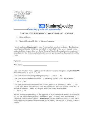 IRS Form SS-4 Application for Employer Identification Number