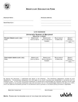 Beneficiary Designation Form