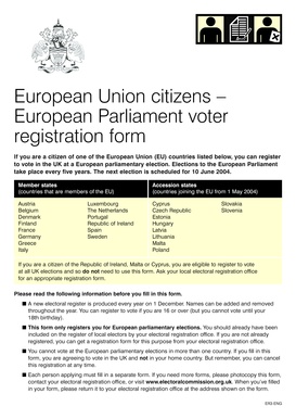 European Parliament Voter Registration Form