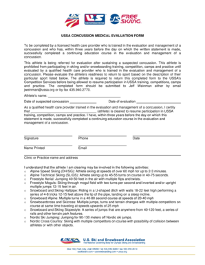 USSA Concussion Medical Evaluation Form