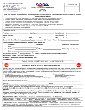USSA Cross Country Competition Membership Application