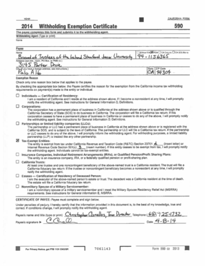 California Withholding Exemption Certificate