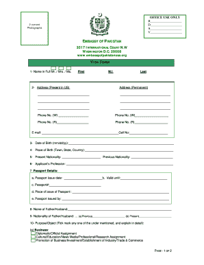 Pakistan Visa Application Form