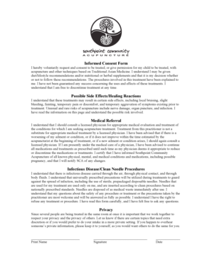 Informed Consent Form for Acupuncture Treatment