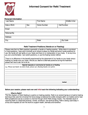 Informed Consent for Reiki Treatment