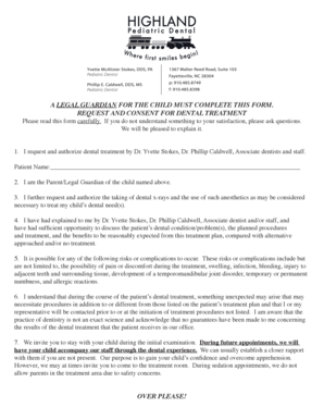Request and Consent for Dental Treatment