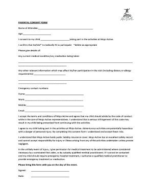 Mojo Active Parental Consent Form