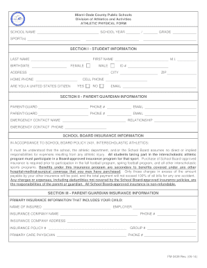 Florida High School Athletic Physical Form