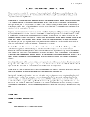 Acupuncture Informed Consent Form