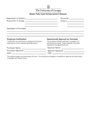 Petty Cash Reimbursement Request