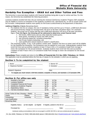Hardship Fee Exemption Application