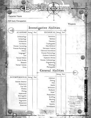 EsoterroristsUH character sheet Management Report