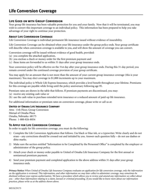 Life Conversion Coverage Application