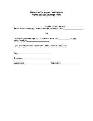 Oklahoma Employees Credit Union Cancellation and Change Form