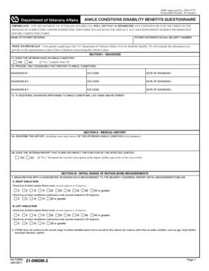 VA Ankle Conditions Disability Benefits Questionnaire