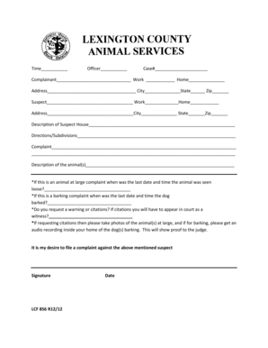Animal Complaint Form