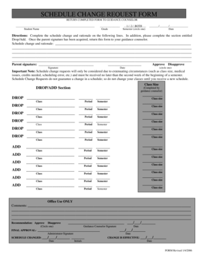 Schedule Change Request Form