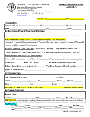 Lexington County Residential Building Permit Application