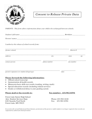 Consent to Release Private Data