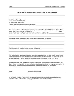 Employee Authorization for Release of Information