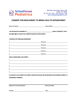 Non-Parent Consent Form for Child Medical Appointment
