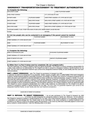 Emergency Transportation/Consent to Treatment Authorization