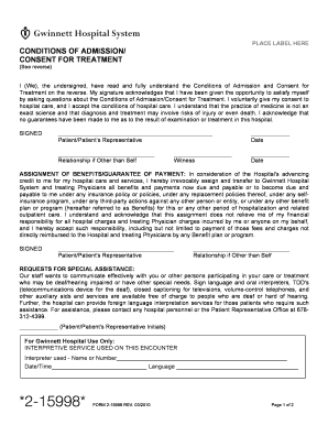 Gwinnett Hospital Consent for Treatment Form