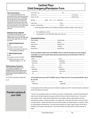 Child Emergency/Permission Form