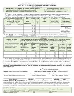 Free or Reduced-Price School Meals Application