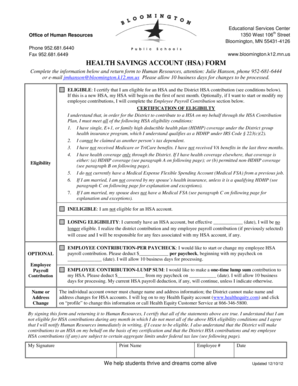 Health Savings Account Form