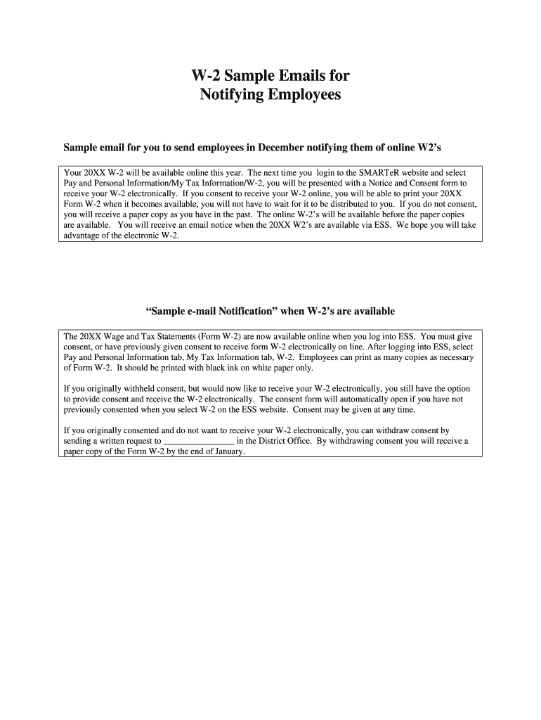 Fillable Online W 2 Sample Emails For Fax Email Print PdfFiller