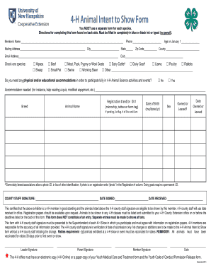 4-H Animal Intent to Show Form