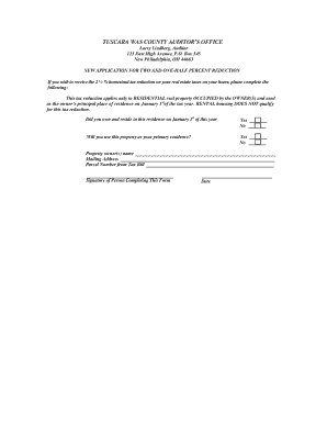 Ohio Homestead Tax Reduction Application