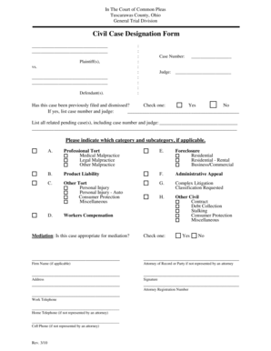 Civil Case Designation Form