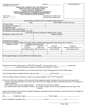 Ohio Manufactured Home Valuation Complaint Form
