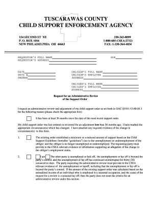 Ohio Child Support Order Review Request