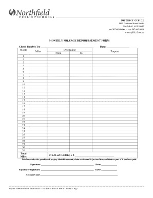 Monthly Mileage Reimbursement Form