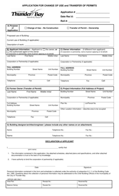 Application for Change of Use and Transfer of Permits