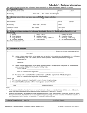 Schedule 1 Designer Information Form