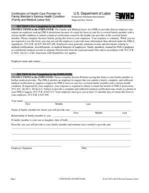 Certification of Health Care Provider for FMLA