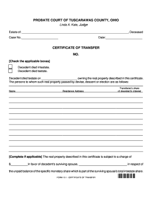 Certificate of Transfer