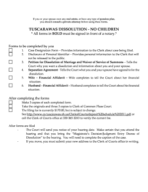 Ohio Dissolution of Marriage Form