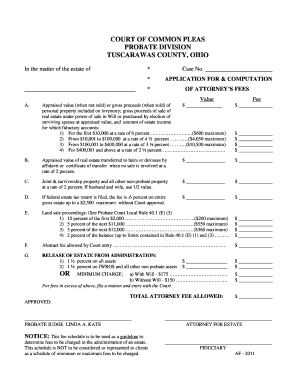 Ohio Attorney's Fee Application for Estate