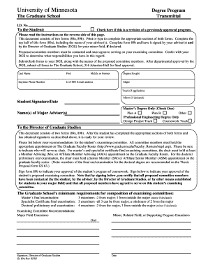 University of Minnesota Degree Program Form